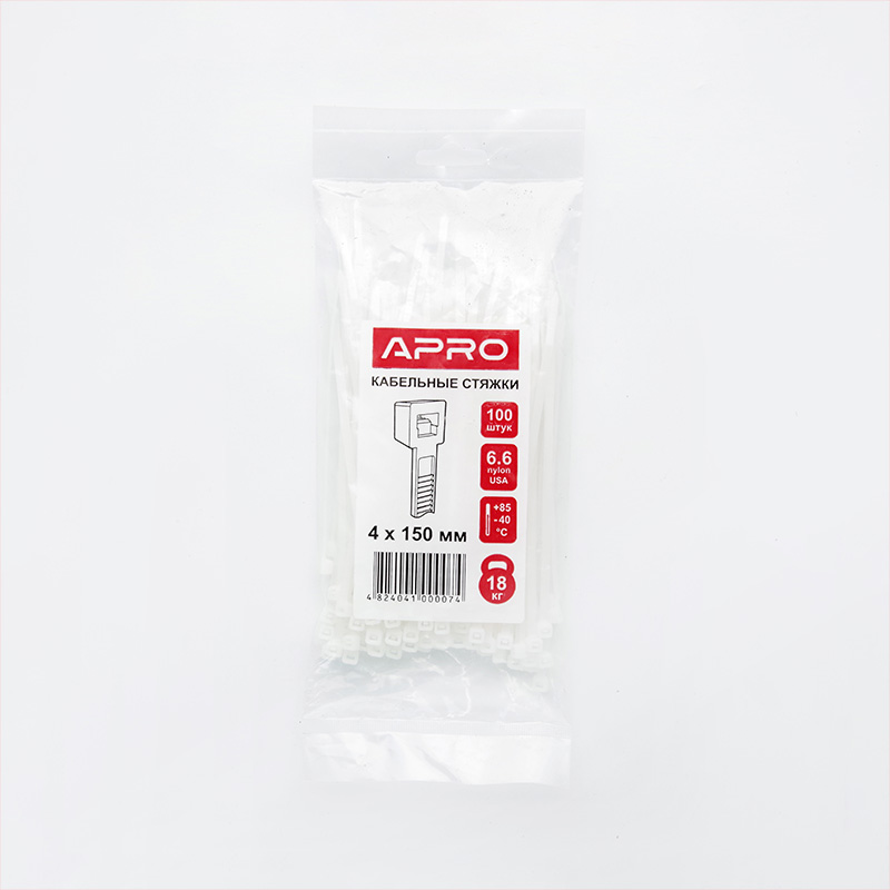 Стяжка кабельна 4,6*400 біла (пач 100шт) APRO - Зображення 4