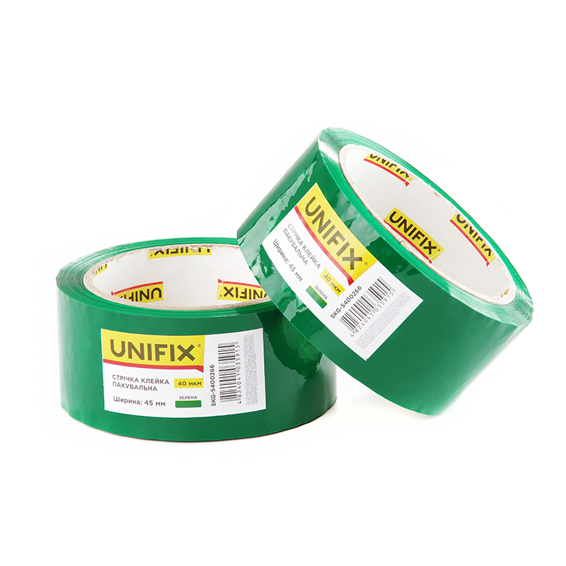 Стрічка клейка пакувальна зелена 45мм*200м SKG-5400266 UNIFIX