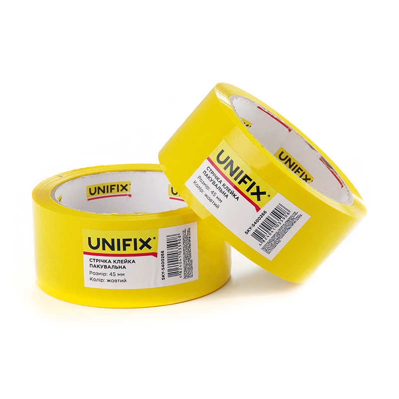Стрічка клейка пакувальна жовта 45мм*200м SKW-5400266 UNIFIX
