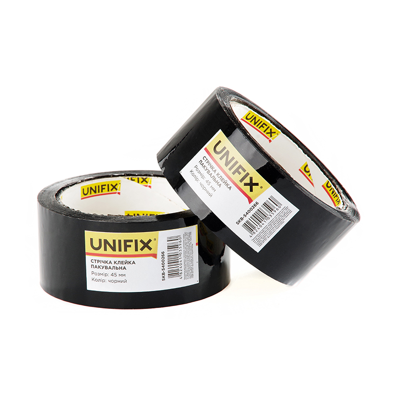 Стрічка клейка пакувальна чорна 45мм*200м SKB-5400266 UNIFIX