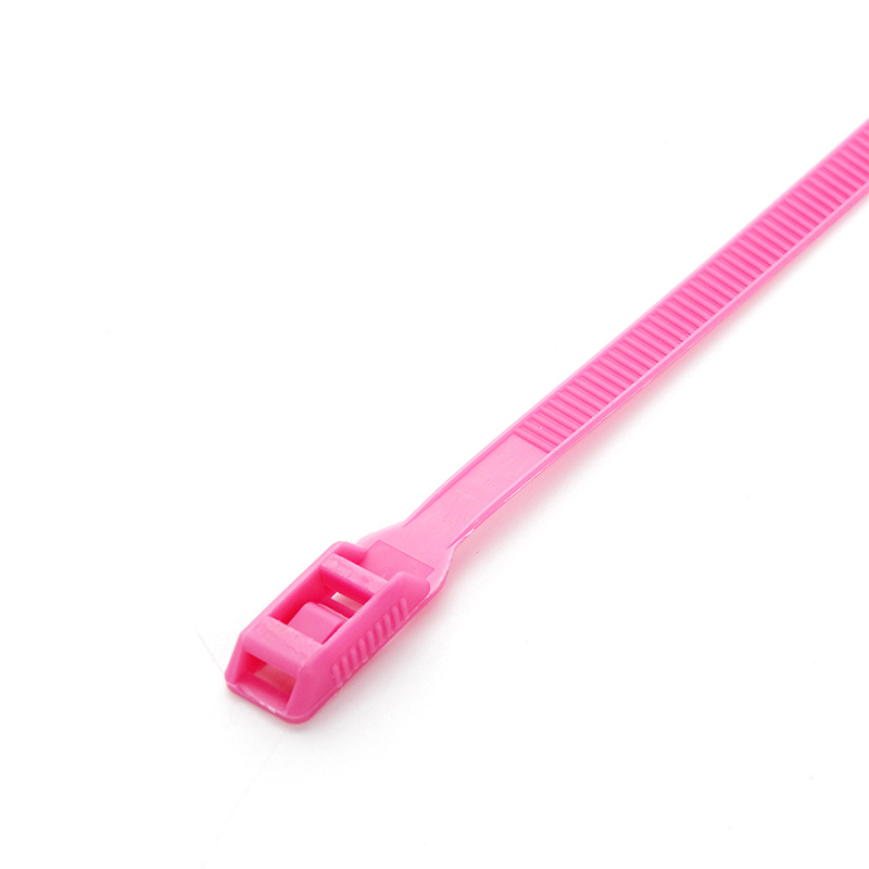 Стяжка кабельна з низьким профілем замку 8x400 рожевий (100шт) APRO
