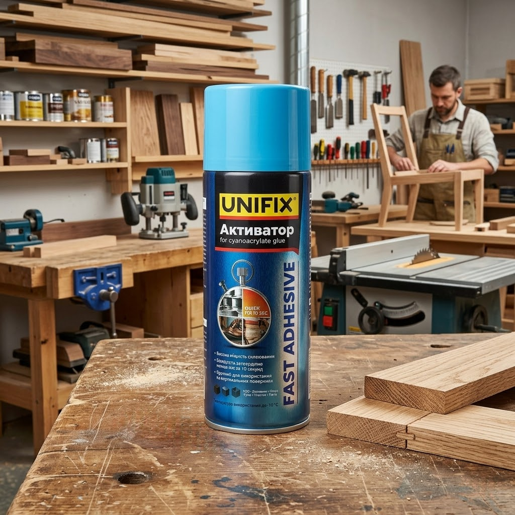 Аерозольний активатор клею UNIFIX для МДФ та дерева 200 мл