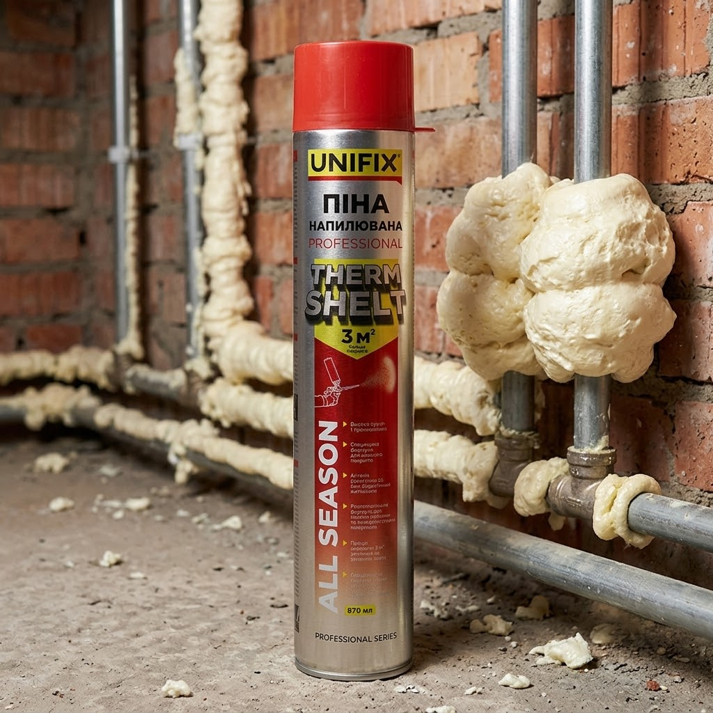 Піна професійна напилювана Thermshelt 870 мл UNIFIX