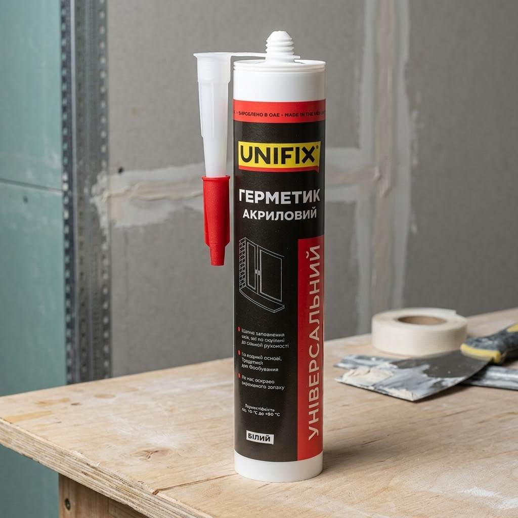 Герметик акриловий UNIFIX білий 280 мл для загально-будівельних робіт