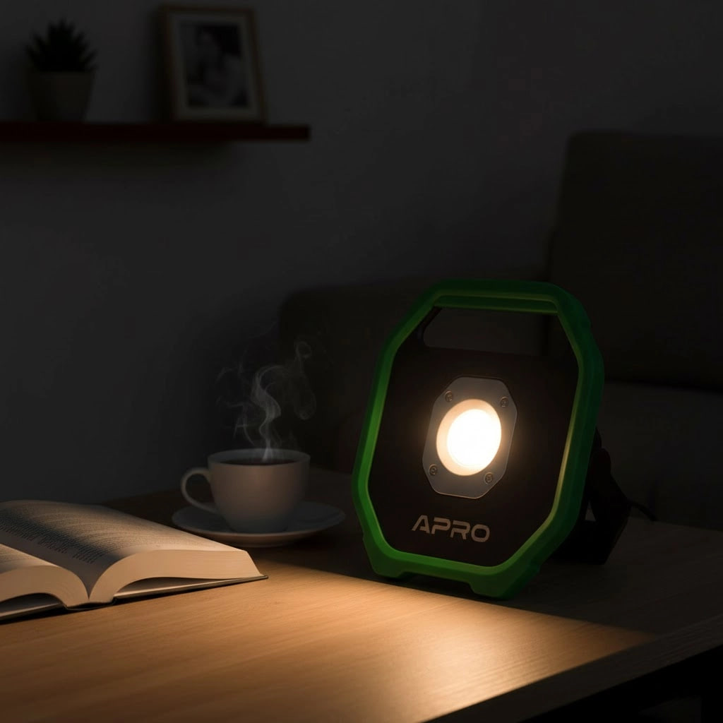 Світлодіодний прожектор APRO 10 Вт COB LED 1100 Лм 4400 мАг IPX4 магніти USB-кабель індикатор заряду