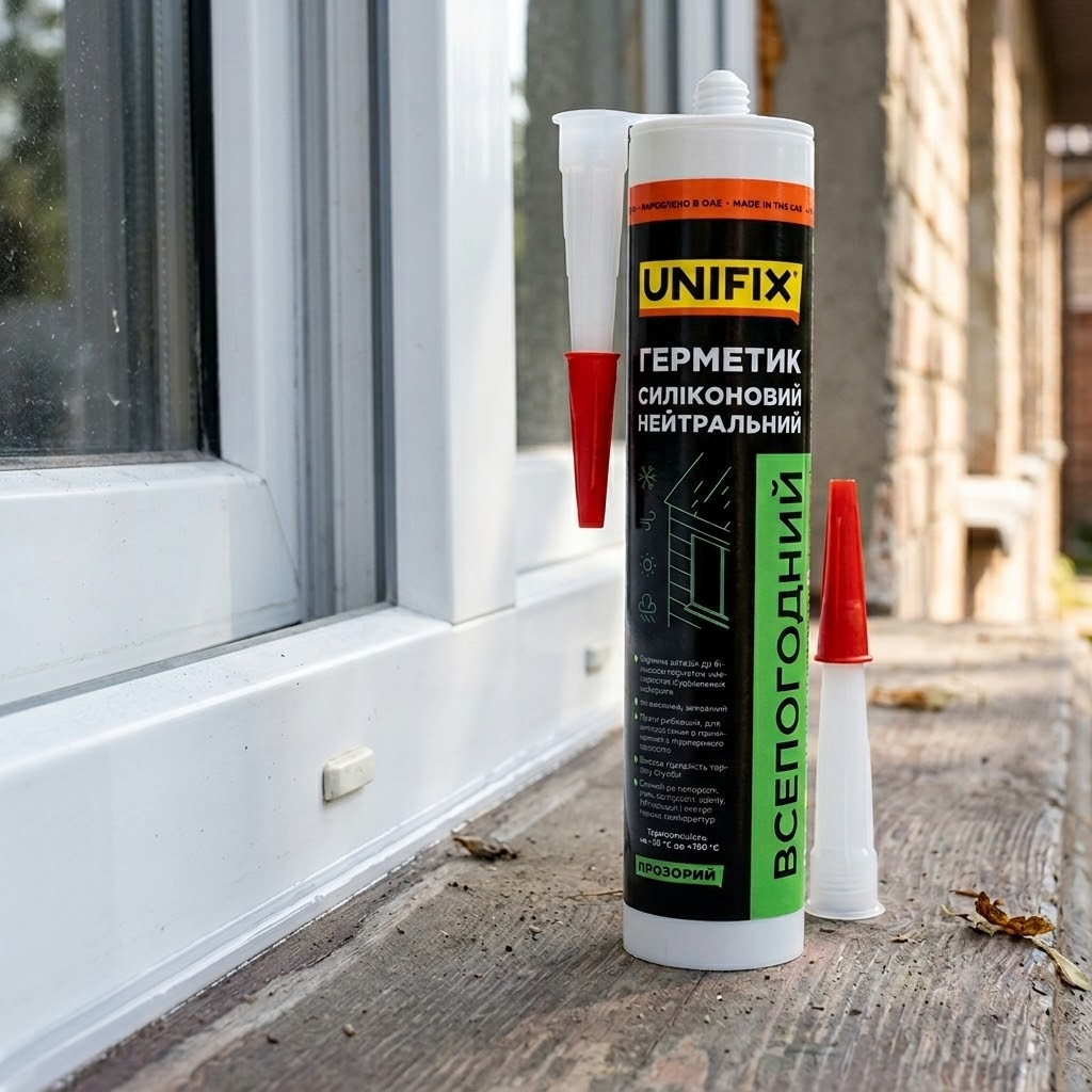 Герметик силіконовий нейтральний всепогодний прозорий 280 мл UNIFIX