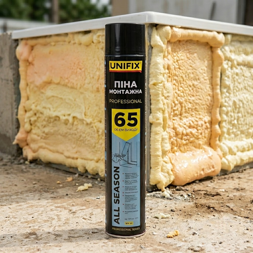 Пена монтажная профессиональная всесезонная 65 л 850 мл UNIFIX