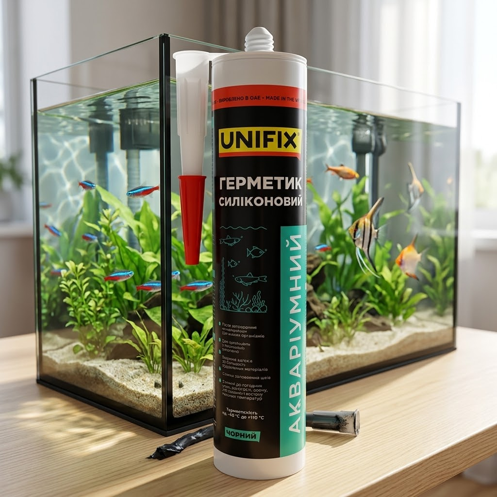 Герметик силіконовий акваріумний UNIFIX чорний 280 мл