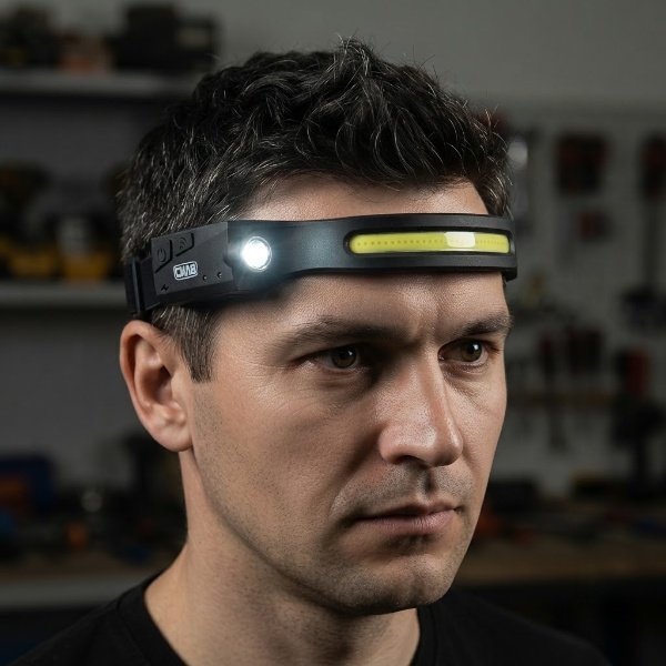 Налобний універсальний ліхтар СИЛА 350 Лм з сенсором Li-ion 1200 мАг силіконова стрічка IPX4