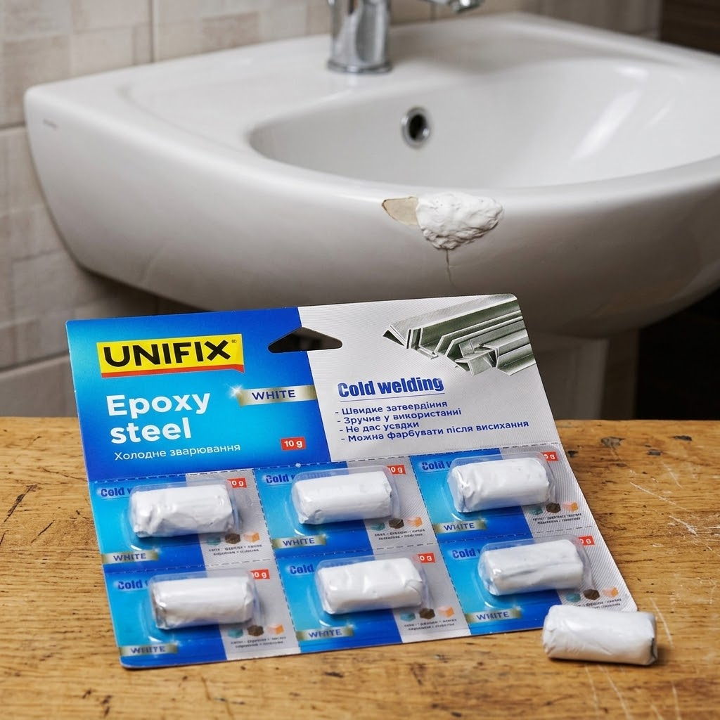 Біле холодне зварювання UNIFIX 6х10 г у блістері для порційного ремонту склеювання та фіксації