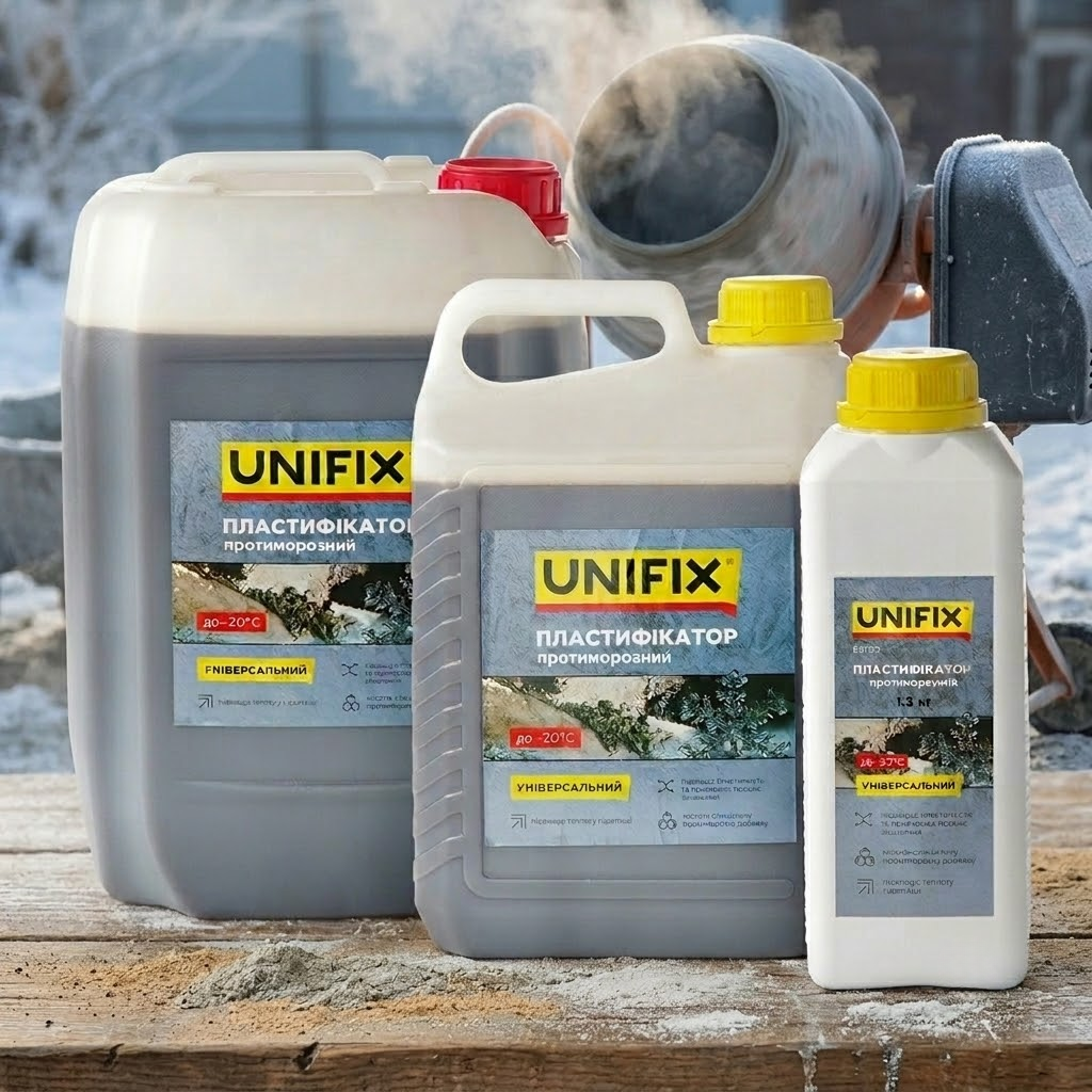 Пластификатор универсальный противоморозный UNIFIX 1,3 кг для растворов и бетона