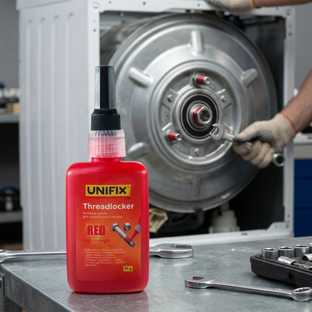 Красный фиксатор резьбовых соединений UNIFIX 50 г для постоянной фиксации крепления