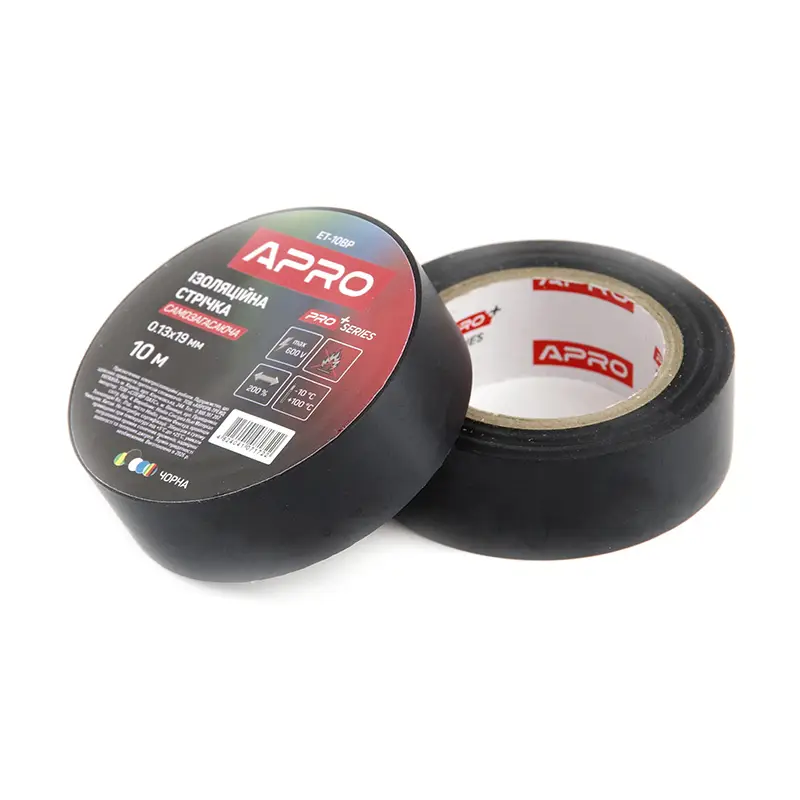 Изоляционная лента черная мат. 0.13х19 мм 10 м (самозагасающая) APRO PRO