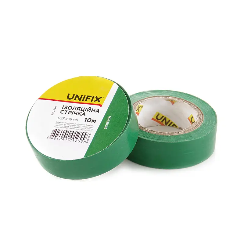 Изоляционная лента зеленая 0.17х18мм 10м (пачка, кратно 10шт) UNIFIX