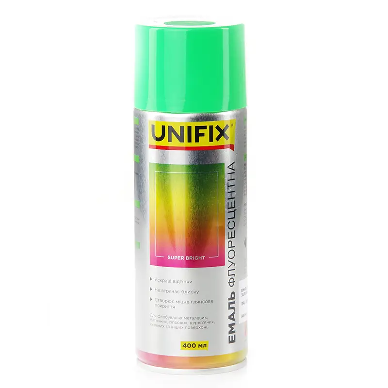 Эмаль акриловая флуоресцентная RAL 6038 Зеленый 400мл UNIFIX