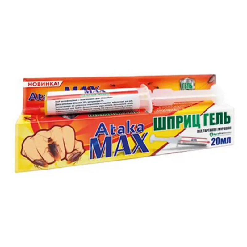 Инсектицидный шприц-гель Атака MAX против тараканов и муравьев 20мл