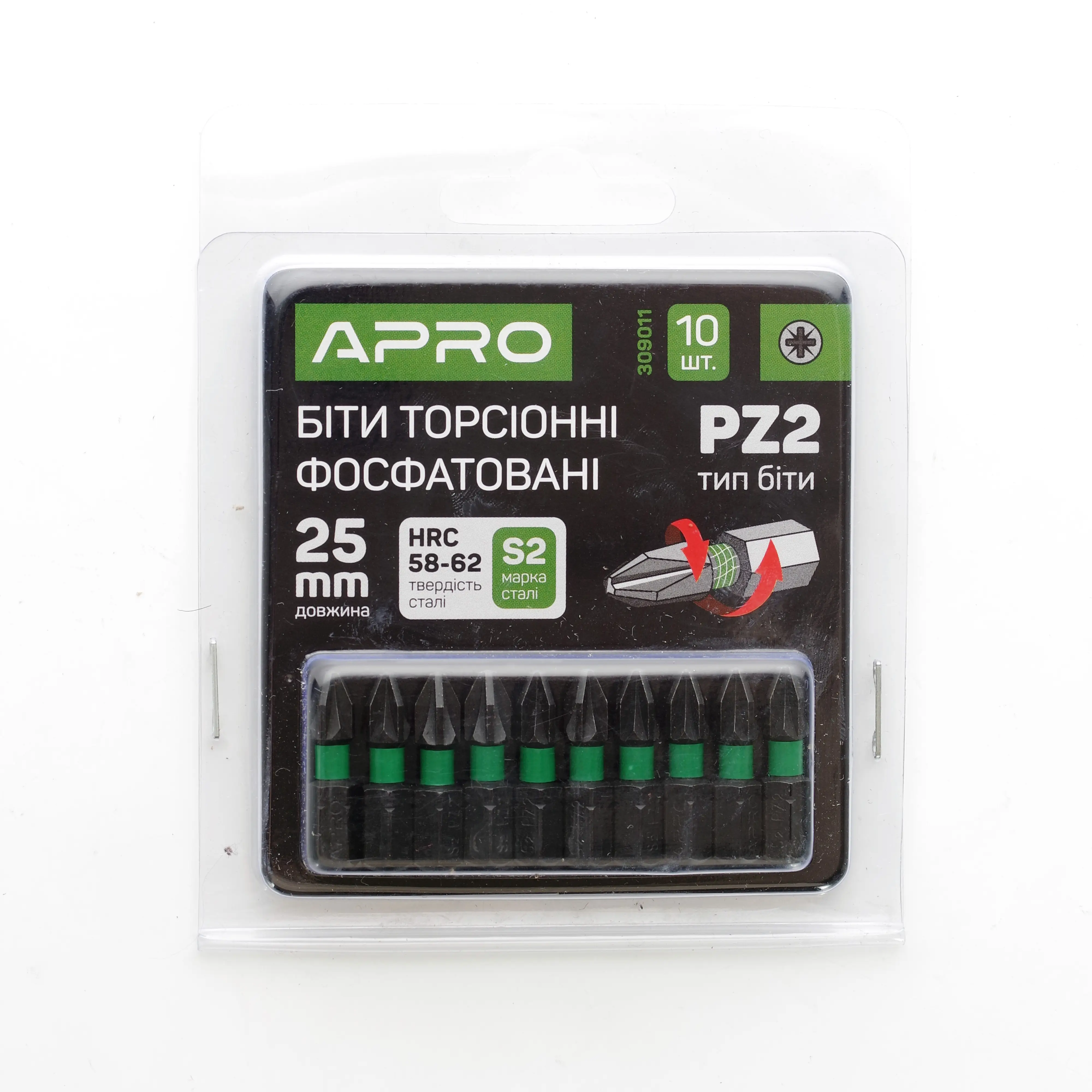 Бита ударная торсионная РZ2*25мм, 10шт/уп APRO
