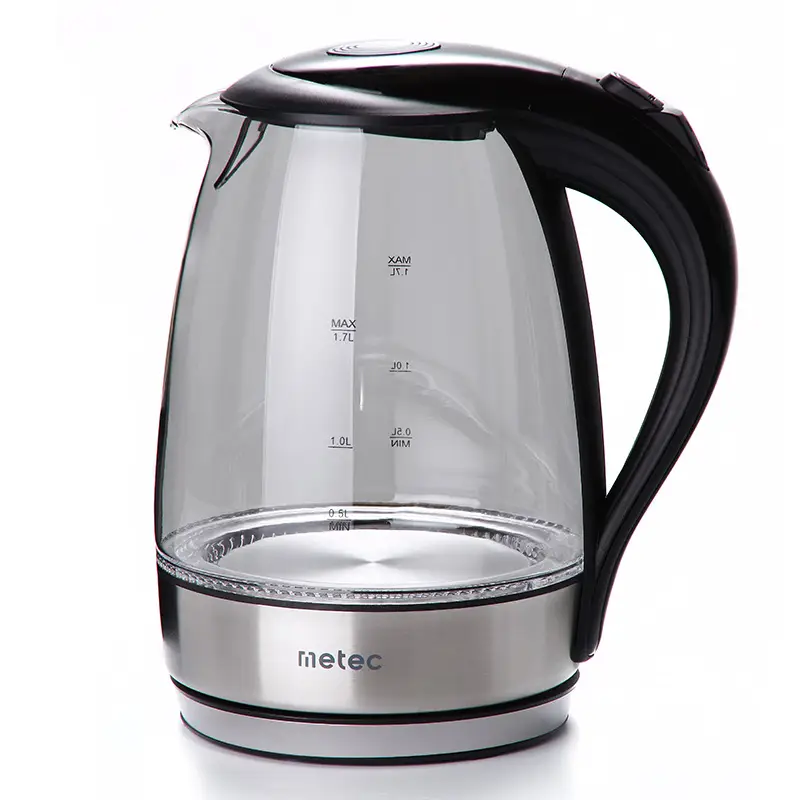 Электрочайник EK-04GB 1.7л, 1850-2200Вт, корпус стекло, черный Metec