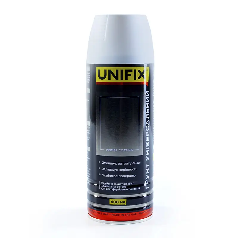 Эмаль грунтовка универсальная акриловая серый мат 400мл UNIFIX