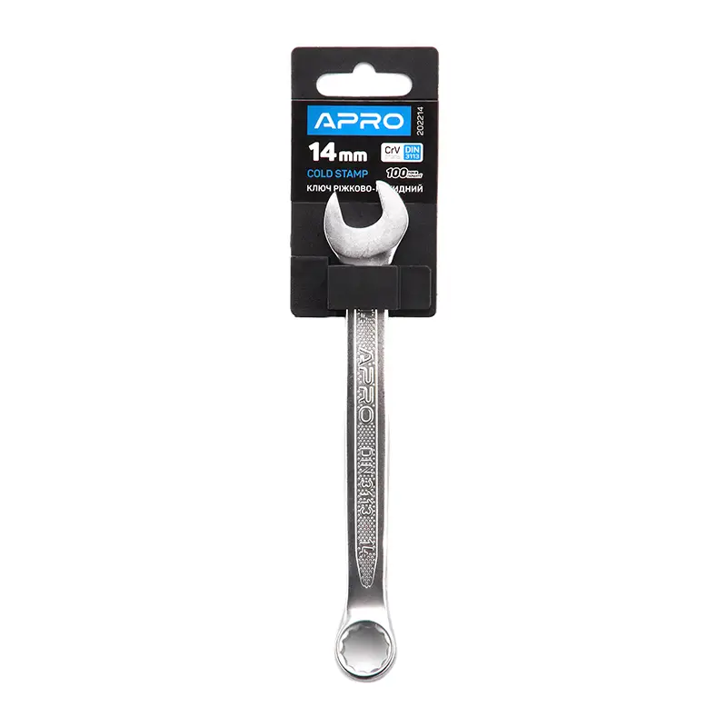 Ключ рожково-накидный CrV 14мм (холодный штамп DIN3113) APRO