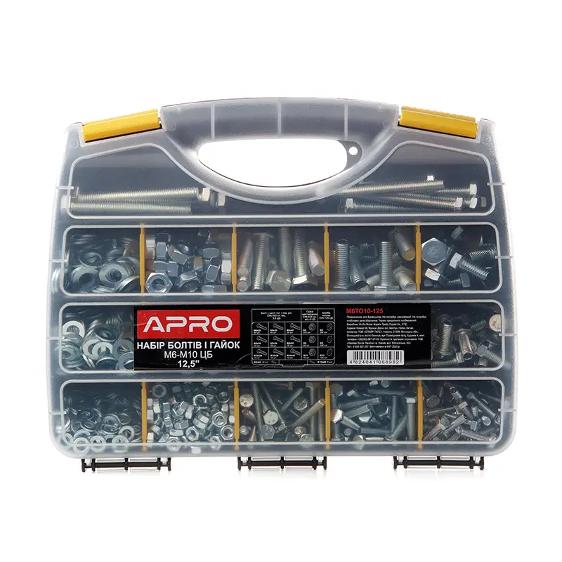 Набор болтов и гаек M6–M10 ЦБ 12,5'' 320х260х60мм APRO