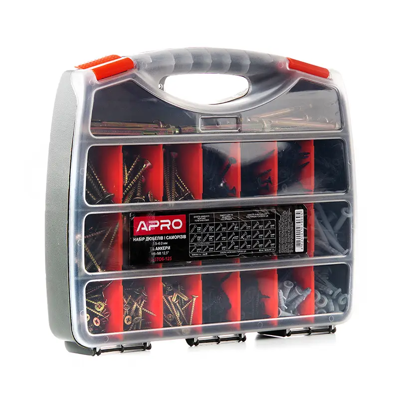 Набор дюбелей и саморезов 3.5–6.0мм и анкеры M6–M8 12,5'' APRO
