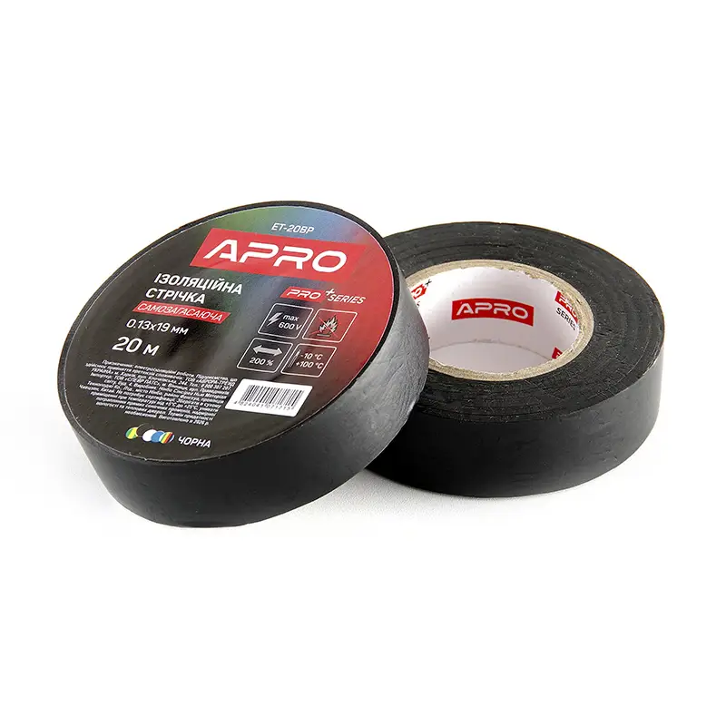 Изоляционная лента черная мат. 0.13х19 мм 20 м (самозагасающая) APRO PRO