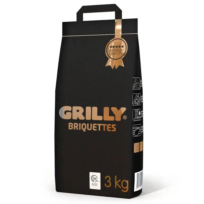 Брикеты древесноугольные 3кг Premium Grilly