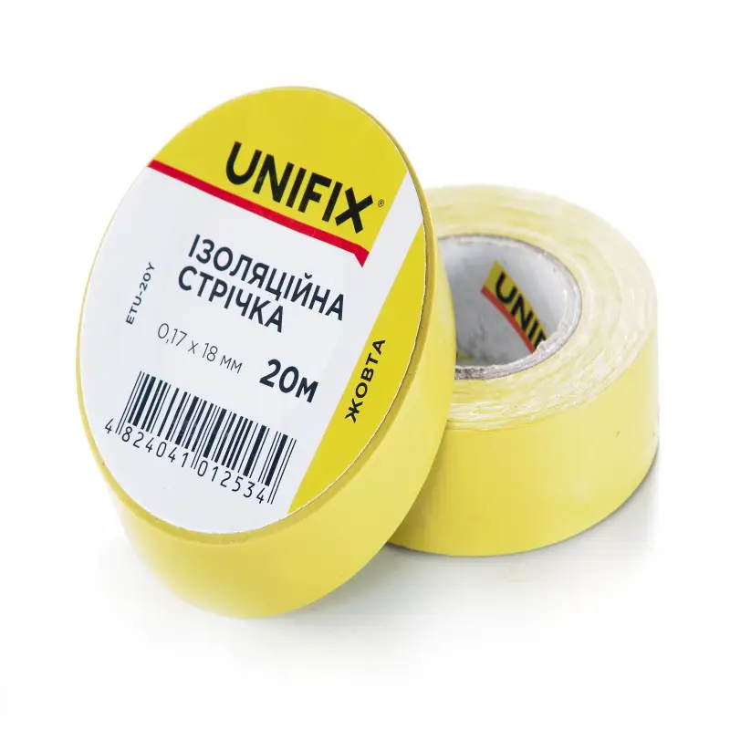 Изоляционная лента желтая 0.17х18мм 10м (пачка, кратно 10шт) UNIFIX