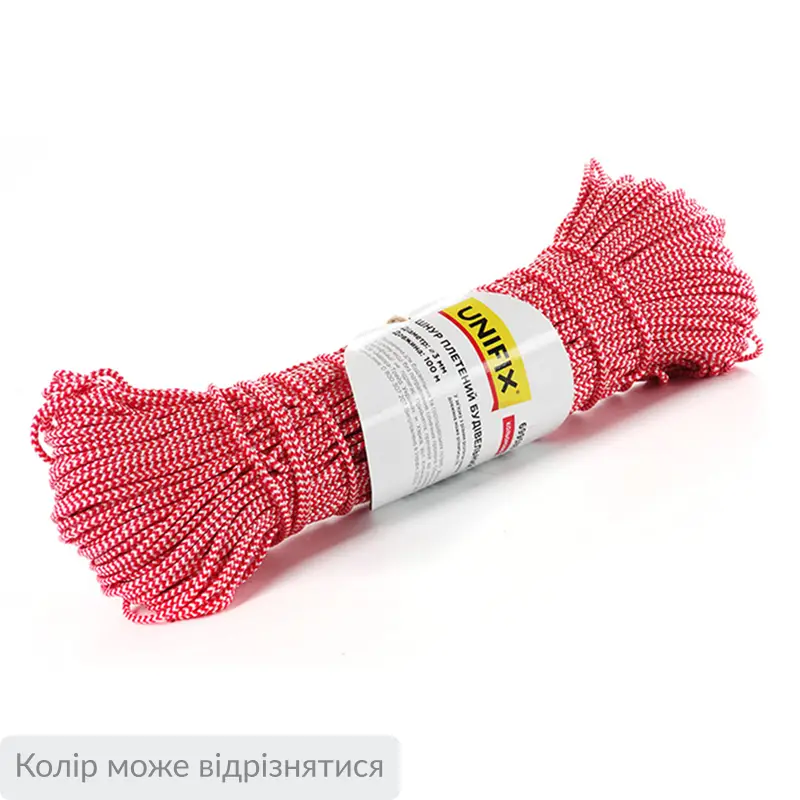 Шнур плетеный цветной строительный 3мм 100м UNIFIX