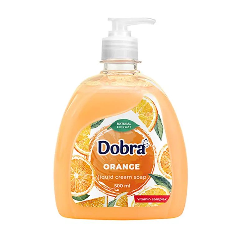 Крем-мыло туалетное жидкое Апельсин 500мл с дозатором Dobra